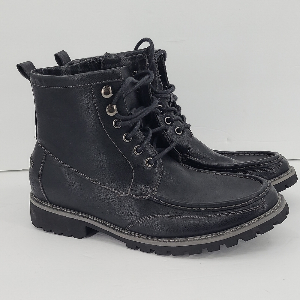Black Ankle Boots with Leather Upper